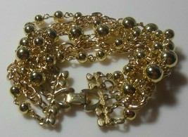 Vintage Signed CORO Gold-tone 5-Row Bracelet - £21.01 GBP