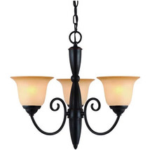 Hardware House Essex 3-Light Chandelier w/ Classic Bronze Finish and Amb... - £46.71 GBP