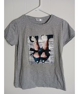 YUNA Fashion Gray Youth Girls Graphic Tshirt Size L/XL - $183.29 MXN