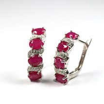 New Natural Ruby Earring 5ct oval 4*6real gemstone Clasp earring 925 sterling si - £245.58 GBP