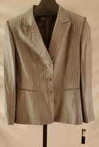 NWT Tahari Arthur S Levine Gray Pin Striped Suit Jacket Size 12 polyester - £19.54 GBP