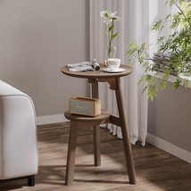 Choochoo Round End Table For Small Spaces, Narrow Side Table, Accent, Wa... - $71.96