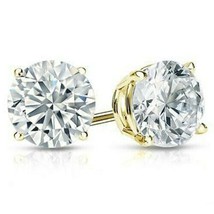 4.75Ct Redondo Imitación Diamante Pendientes de Presión 14K Oro Amarillo... - £70.82 GBP