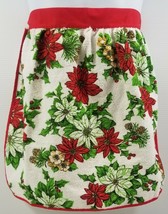 AG) Vintage Christmas Holiday Apron Holly Poinsettia Floral Towel Red Green - $274.36 MXN