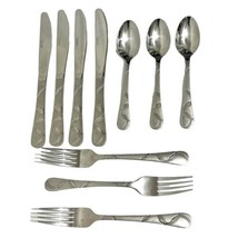 Cambridge Felicity Stainless Steel Lot of 10 Frosted Glossy Curves Fork Spoon - £14.92 GBP