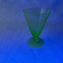 Parfait Cup Green Uranium Glass Depression Footed Panel Optic Fluted Vin... - $23.99