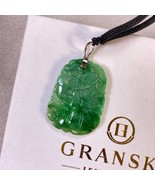 18k White Gold Delicate Emerald Necklace and Natural Jadeite, Minimalist... - $5,345.07 CAD
