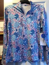 Nwt X By Gottex Pink Blue Turtle Golf Tennis Long Sleeve Mock Shirt Xs S M L Xl - £35.54 GBP
