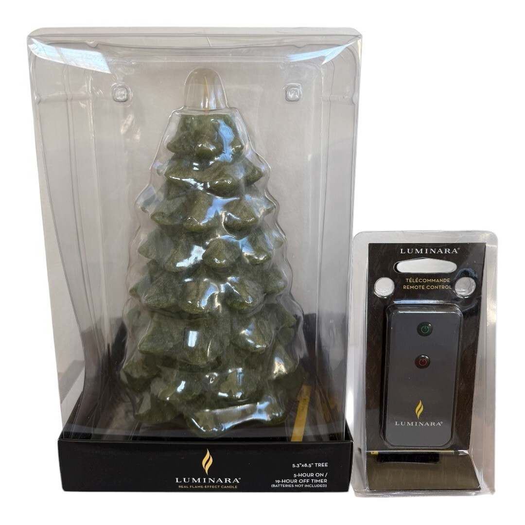 Luminara Flameless Christmas Tree Candle Green 5.3” x 8.5” W/Remote MSRP... - $56.05