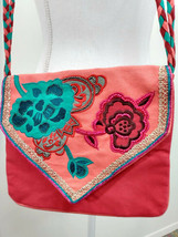 Melody Ross Brave Girl pink Beaded Applique Embroidered Crossbody Should... - $24.18