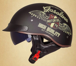 DOT Black Half Open Face Helmet Chopper Biker Cruiser &amp; Scooter Motorcycle - £61.19 GBP