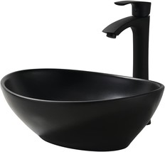 Black Vessel Sink With Faucet And Drain Combo-Vasoyo 16X13 Matte Black B... - $160.99