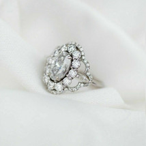 2.00Ct Oval Cut White Diamond 925 Sterling Silver Designer Halo Engagement Ring - $106.00