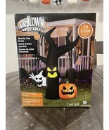 Halloween Gemmy 7 ft Ghostly Dead Tree w/Pumpkin &amp; Ghost Airblown Inflat... - $81.09 CAD