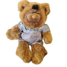 Vintage 1996 Uneeda Doll Talking Teddy Bear Plush Brown WORKS Teaching Overalls - £19.44 GBP