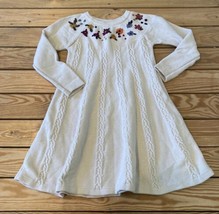 Hanna Andersson Girl’s Floral Sweater dress size 8 Ivory A10 - £15.74 GBP