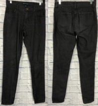 Womens Aviva Size 7 Black Stretch Denim Straight Leg Jeans Pants - $17.34