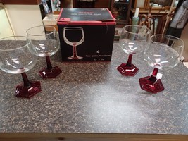 Ruby Red Stemmed Footed Wine Water Goblet Luminarc ARC France 12.75 Ounce - $29.69