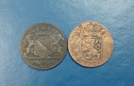 2 Pcs  Dutch Netherlands Colonial Voc Duit  1765 &amp; 1766 New York Penny C... - £18.16 GBP