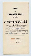 Map of European Lines on Which Eurailpass is Valid 1959 Railroad Ferry S... - £21.79 GBP
