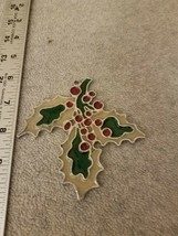 vtg-Primary Colors Stained Glass Holly Leaves and Berries - $5.61
