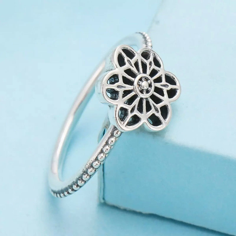 925 Sterling Silver Floral Daisy Lace Ring For Women
