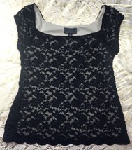 Black Lace Blouse Sz S Dress Barn Collection Professional Sexy - $13.77