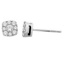 10K White Gold 0.33 Ct Round Cut Diamond Stud Earrings Real Solid - £239.79 GBP