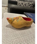 Vintage Hand Carved &amp; Painted Wooden Clog Shoe Holland Windmill Scenery - €7,68 EUR