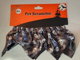 Fang-tastic M/L Halloween Costume Accessory Pet Scrunchie/ Bandana Skulls, Bats - £6.25 GBP