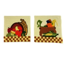 Sunset Finished Cross Stitch Thanksgiving Harvest Lot of 2 5&quot;x5&quot; Cornuco... - £15.13 GBP