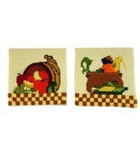 Sunset Finished Cross Stitch Thanksgiving Harvest Lot of 2 5&quot;x5&quot; Cornuco... - £15.09 GBP