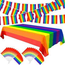 33 Piece Rainbow Pride LGBTQ Decor Flags Tablecloth Banners Party Fun Celebrate - £15.82 GBP
