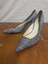 Bettye Mueller Kitten Heels Sz. 38 US 7.5 Black White Geometric Shoes - $26.95