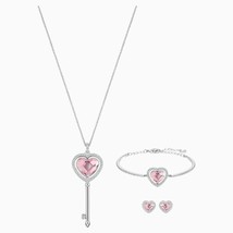 NIB Swarovski 5261326 Engaged Heart Set Necklace Earrings Bracelet Pink ... - $188.95