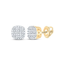 10kt Yellow Gold Mens Round Diamond Square Earrings 1/20 Cttw - £103.26 GBP