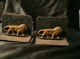 Vintage Pair Metal Bookends with Lion - £19.98 GBP