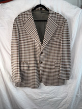 Vintage 1960s 1970s Double Knit Checked Sport Coat Brown Rust Sears Men&#39;s Store - $44.55