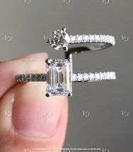 2.50Ct Emerald Cut Simulated Moissanite Engagement Ring 14K White Gold Plated - £51.45 GBP