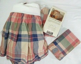 Eddie Bauer Antique Floral Plaid Multi King Ruffled Shams and Bed-Skirt - £67.67 GBP