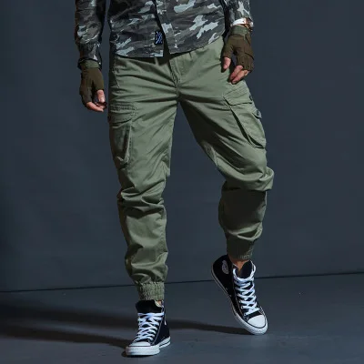 High Quality Khaki Casual Pants Men   Joggers Cargo Pants Multi-Pocket Fashions  - £81.36 GBP