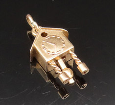 18K GOLD - Vintage Hollow Cuckoo Clock Charm Pendant (MOVES) - GP431 - £154.52 GBP