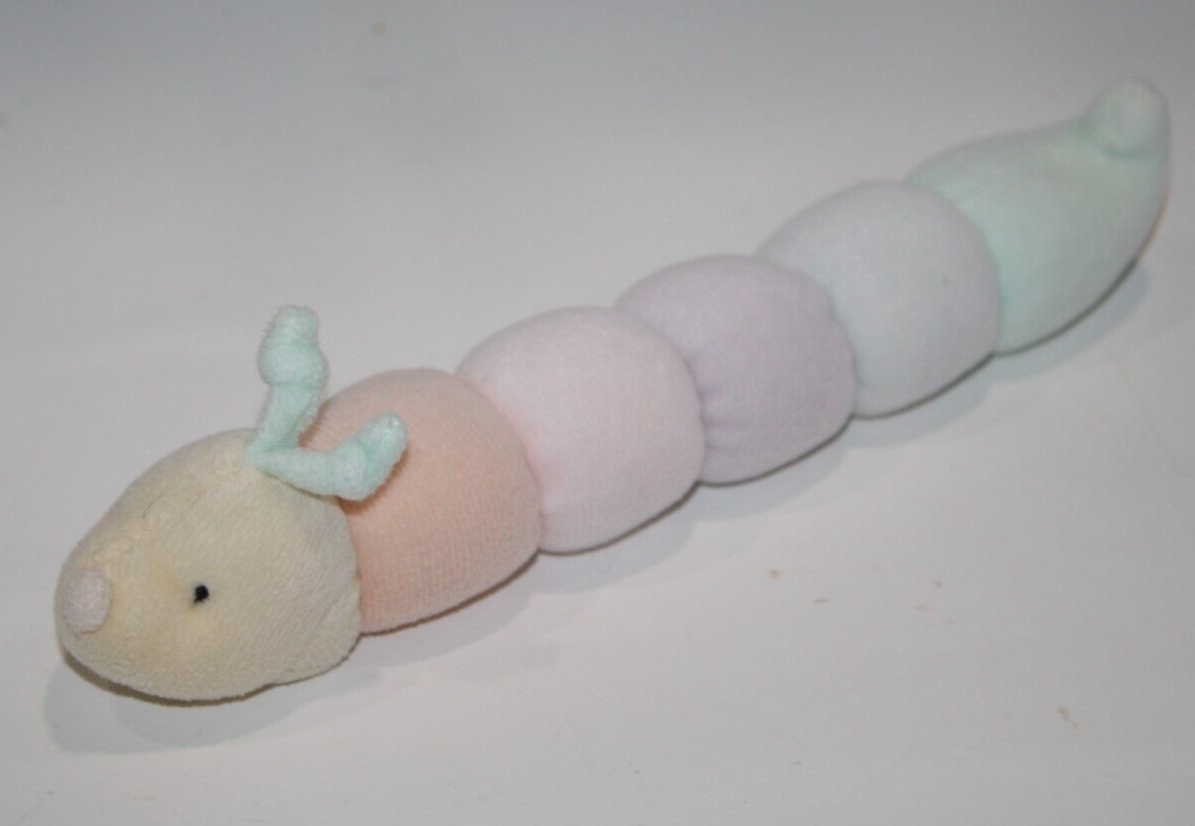 Baby GUND Mini Tinkle Crinkle 9" Stuffed Plush Worm Caterpillar Rattle Pastel - £14.57 GBP