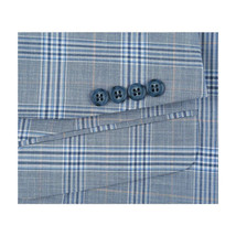 Mens Suit RENOIR English Plaid Window Pane Stretch Slim Fit Comfort 293-3 Blue image 7