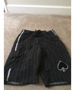 No Boundaries Men&#39;s Gray Striped Swim Shorts Trunks Unlined Size 28 Black - $392.19 MXN