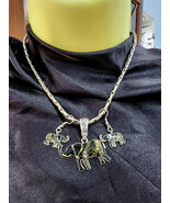 black enamel rhinestone elephant necklace and earrings set animal jewelry  - $10.00