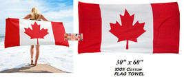 Canada Canadian Maple Leaf Flag Banner Big 30x60&quot;COTT​ON Bath Beach Towel Wrap - £16.07 GBP