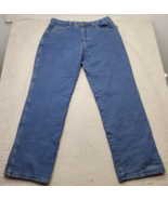 Smiths Work Wear Jeans Mens Size 36X34 Blue Fleece Lined Cotton Relaxed Fit - $32.37