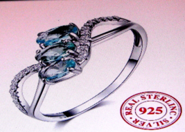 3 .20 Blue Zircon Gemstones with Zircon Cluster on 925 Sterling Silve Cross Over - £28.53 GBP