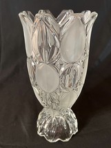 Vintage Czechoslovakian Clear Bohemian Cut Glass Art Glass Vase Original Label - £15.94 GBP